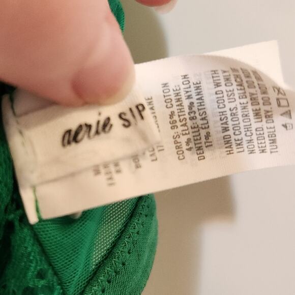 Aerie Ribbed Lace Bra Top Green Alpine Layered Strappy Textured Size Small - Picture 8 of 10